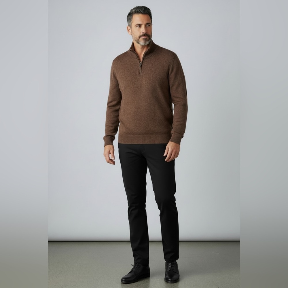 Brooks Brothers 100% Merino Wool Men’s XL 1/4 Zip Brown Classic Sweater - Picture 6 of 12